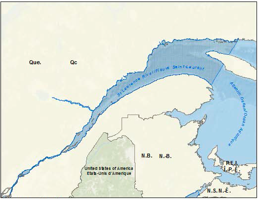 Carte de fleuve Saint-Laurent (de Montréal à l’île d’Anticosti)